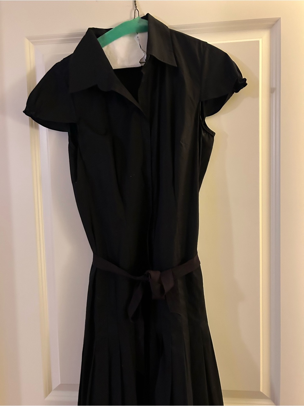 T Tahari Black Midi Shirt Dress with Tie Waist